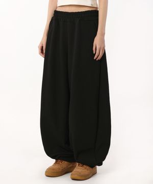 배기핏 롱 스웨트 벌룬 팬츠 [블랙]