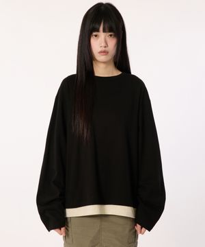 레이어드 배색 롱 슬리브 [블랙]