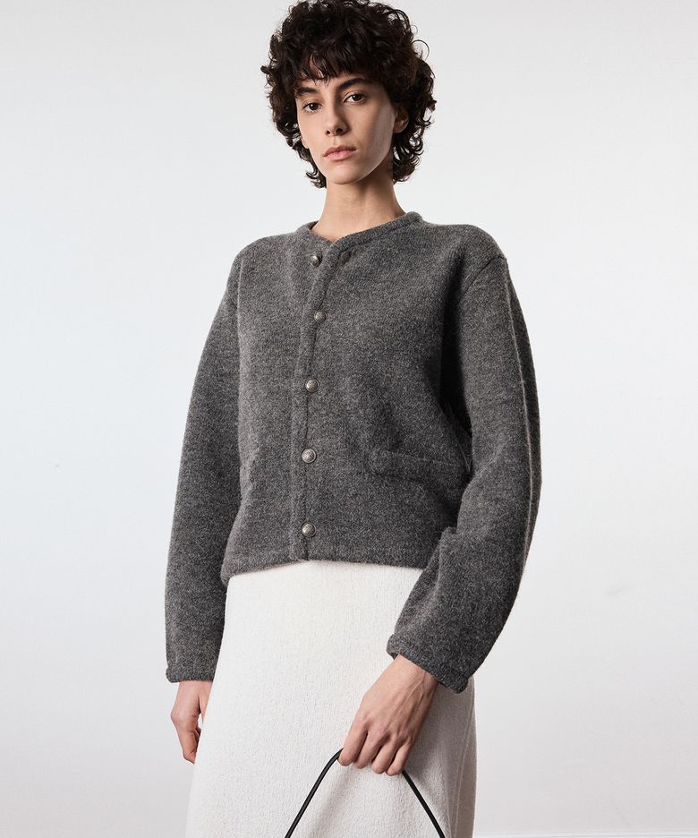 W Oversize Mohair Cardigan (Grey) TNSW6E101G2