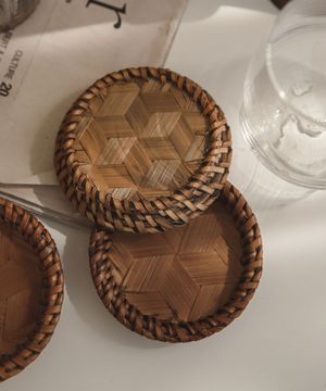 브라운라탄우드티코스터 컵받침 컵매트