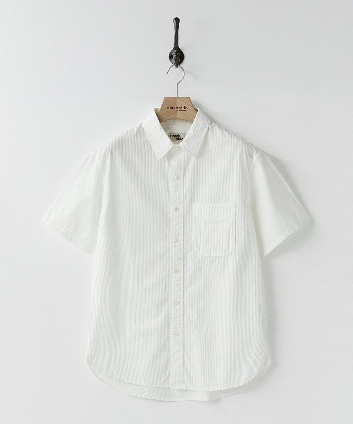 러프사이드(ROUGHSIDE) Unit Half Shirt White Dobby ST