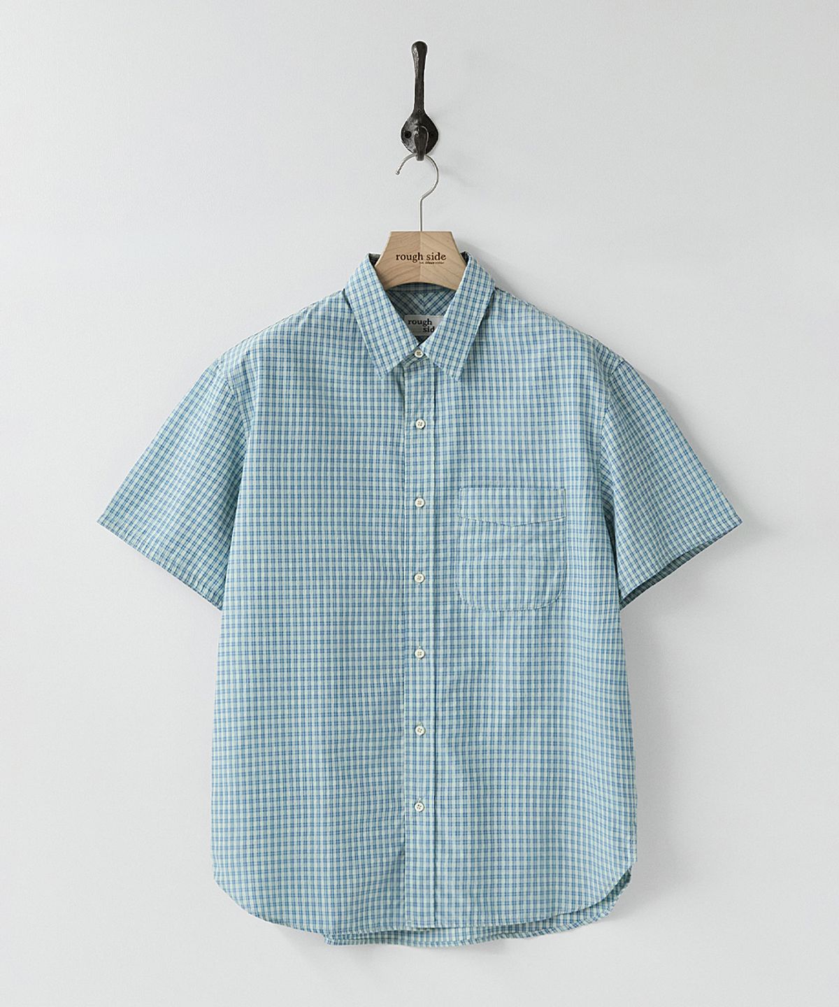 러프사이드(ROUGHSIDE) Unit Half Shirt Blue Check