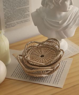 라탄플라워티코스터 매트 컵받침