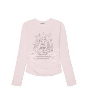 엔젤 헤븐 프린트 슬림핏 셔링 롱슬리브 [2color]