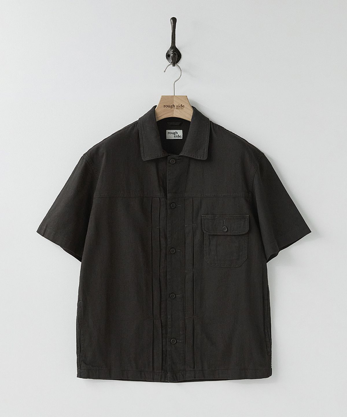 러프사이드(ROUGHSIDE) Trucker Half Shirt Jacket Ash Black