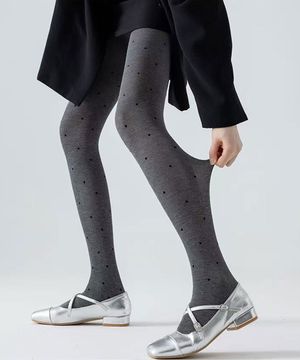 1327 벨벳도트 3D 회색 그레이 차콜 검정 면 땡땡이 팬티 타이즈 스타킹