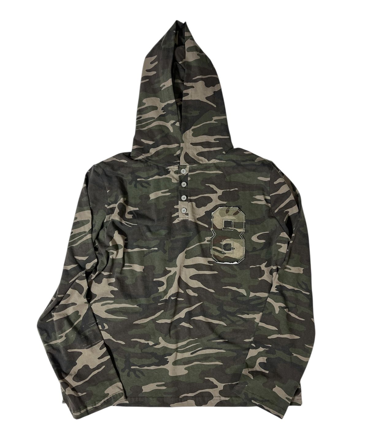 스케이터락(SK8ER ROCK) Camouflage 8 Henley Neck Hoodie ((khaki))