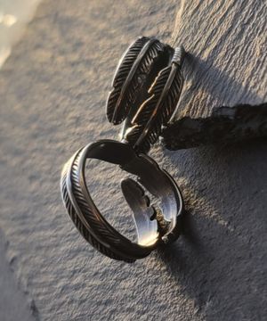 [무료각인] 빈티지 페더 텍스처 써지컬 오픈 링