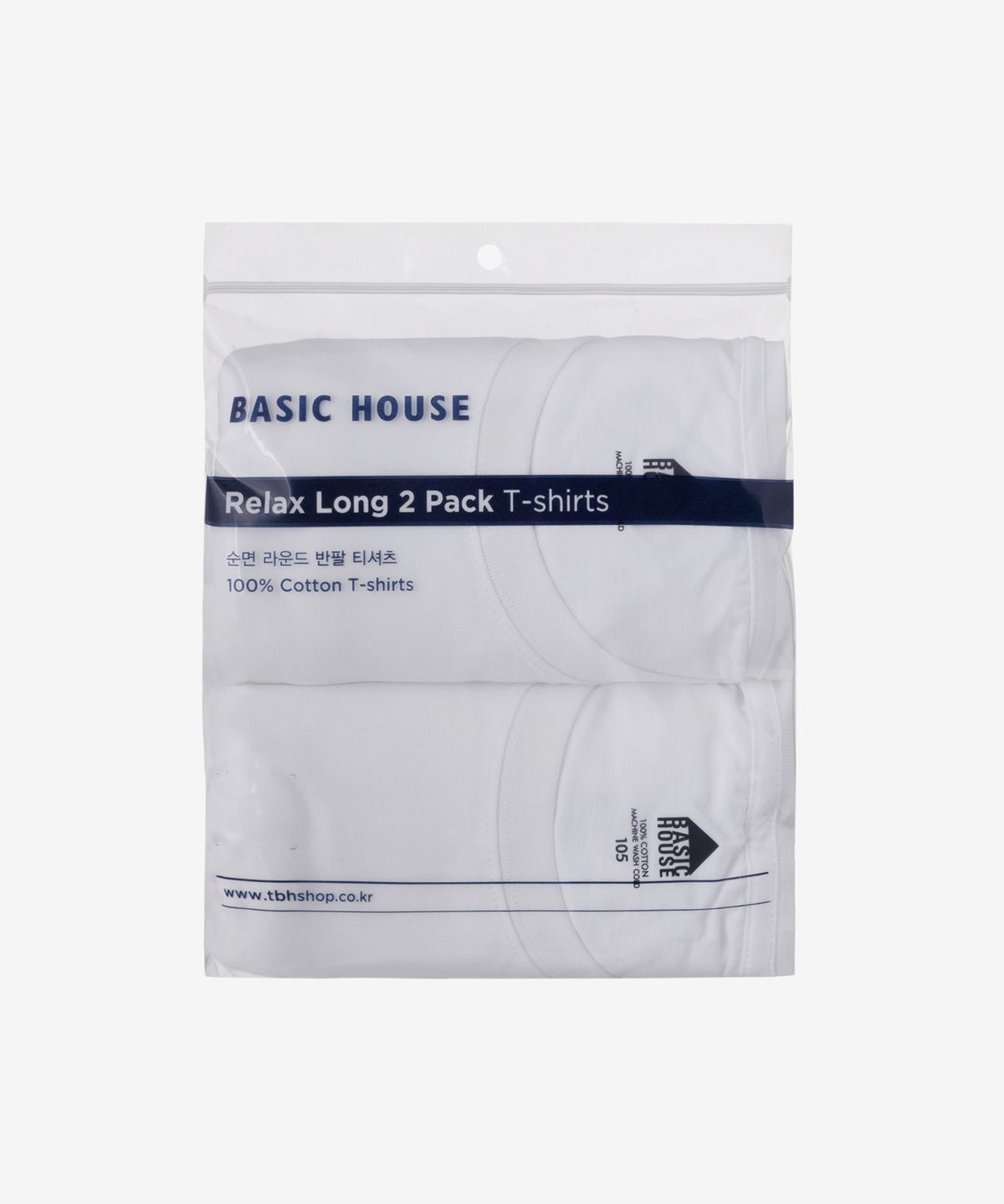 베이직하우스(BASIC HOUSE) [2PACK] 롱기장 무지 반팔티셔츠