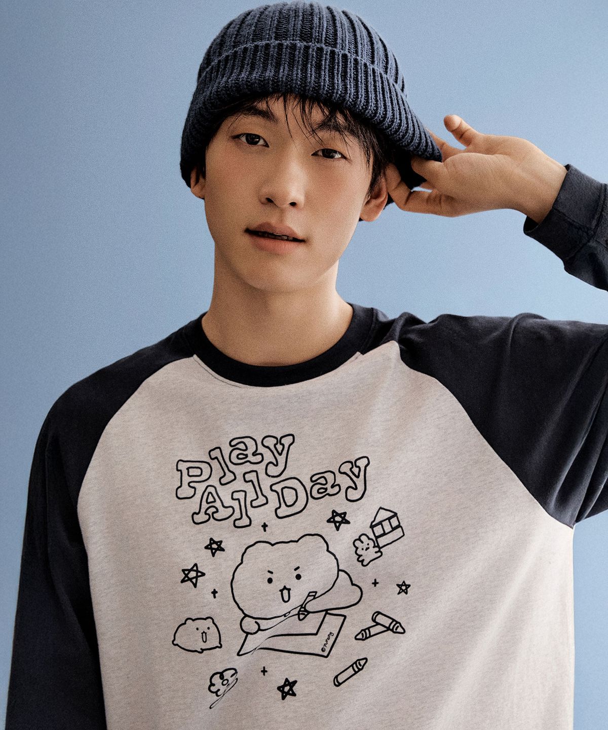 스파오(SPAO) [망그러진곰] 긴팔티(MELANGE GRAY)_SPLAG23U03