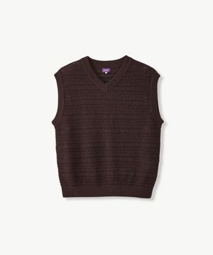 크로셰 조직 니트 베스트 브라운 (오버핏)_SKVVA72OSH