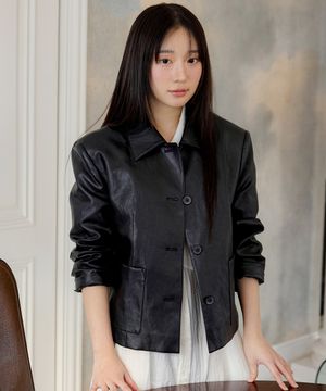 페이크레더 스탠카라 싱글 자켓 OL6SJ1600