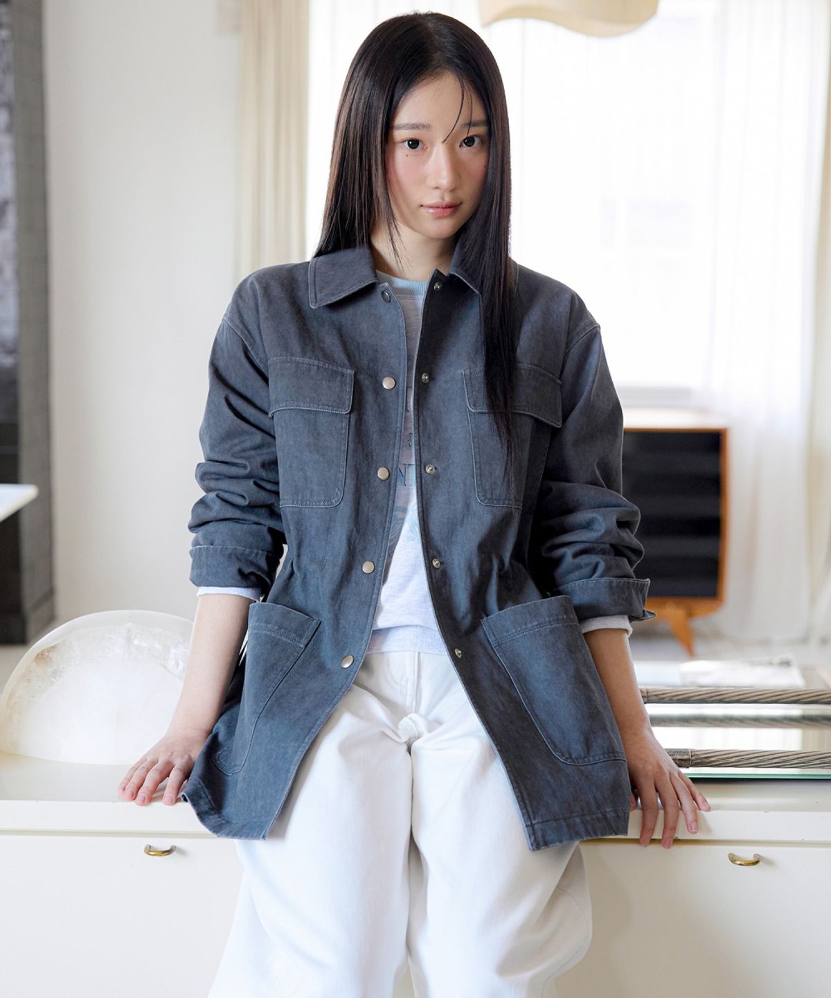 올리브 데 올리브(OLIVE DES OLIVE) 피그먼트워싱 워크자켓 OW6SM2060