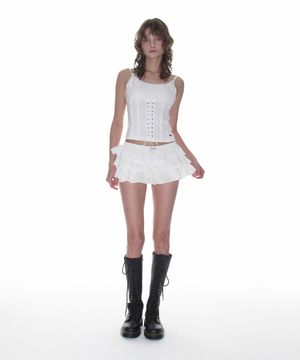 티어드 마이크로 스커트 팬츠_화이트