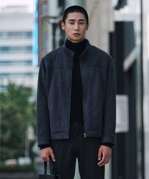 DIEMS 하이넥 스웨이드 블루종 차콜 (클래식핏)_DJPVC02CSC