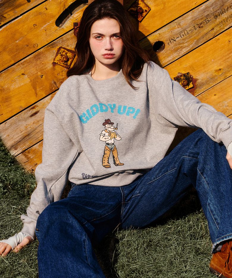 Popeye Vintage Raglan Sweatshirt Melange Gray
