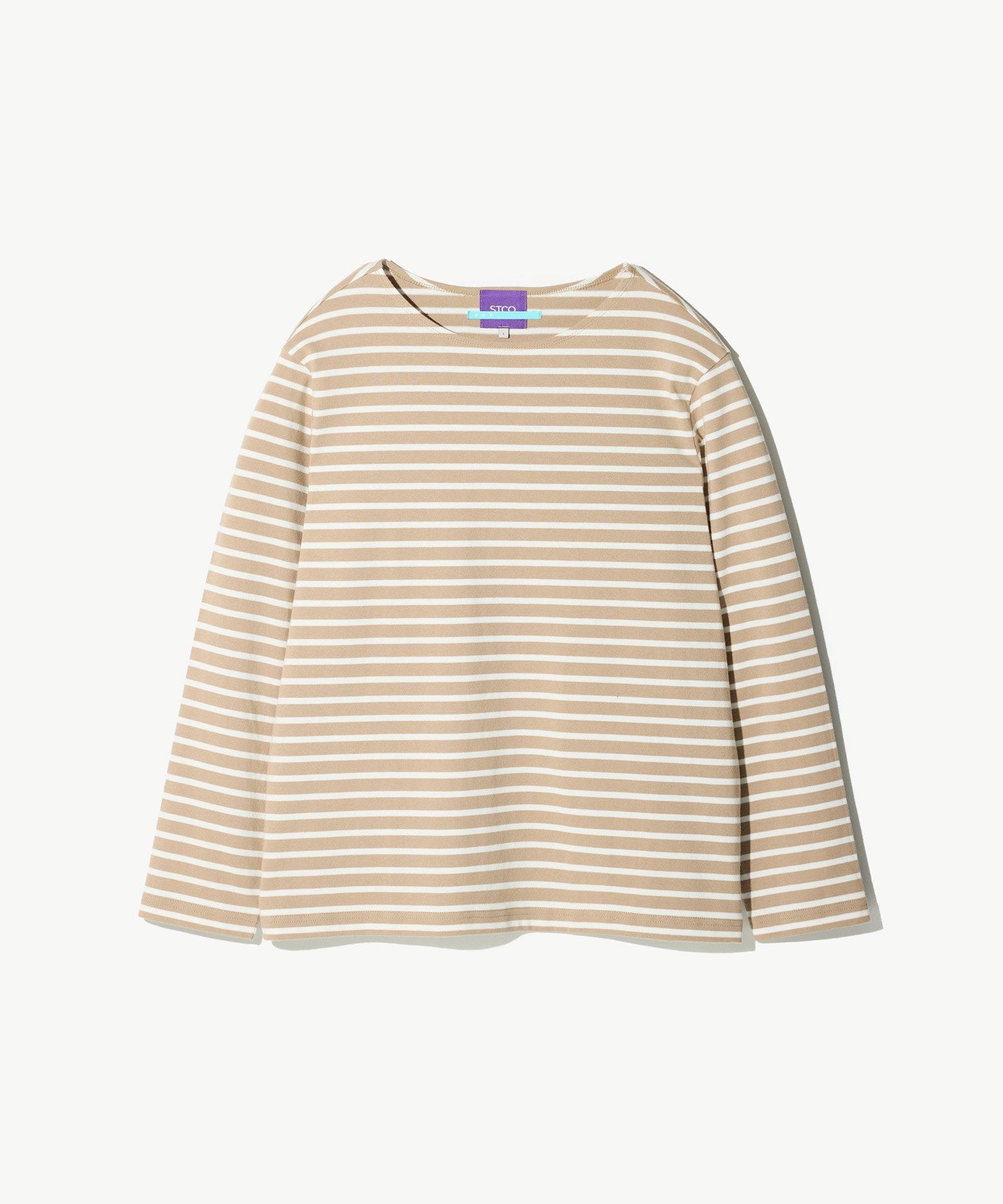 MUSINSA公式 | STCO DIEMS ボートネックストライプ長袖Tシャツベージュ
