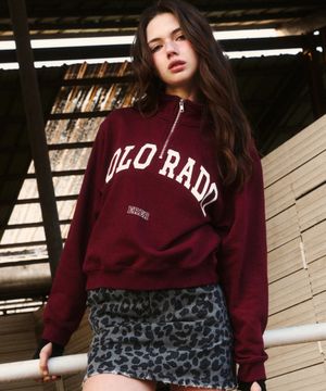 Cropped Half Zip-up Colorado Sweatshirt Wine