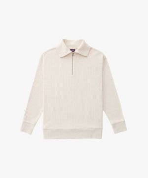 플리츠 반집업 티셔츠 아이보리 (오버핏)_STSUA09OSI