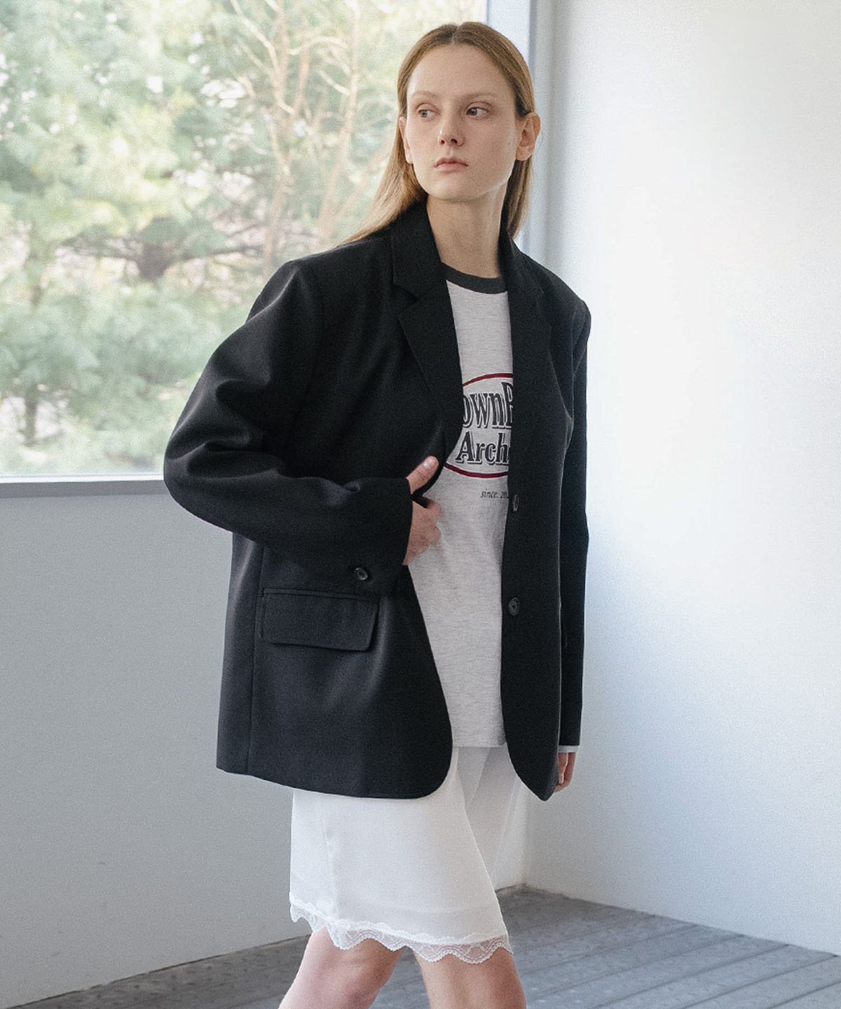 노운베러(KNOWNBETTER) Two-button label jacket [KNSS05JK08]_Black