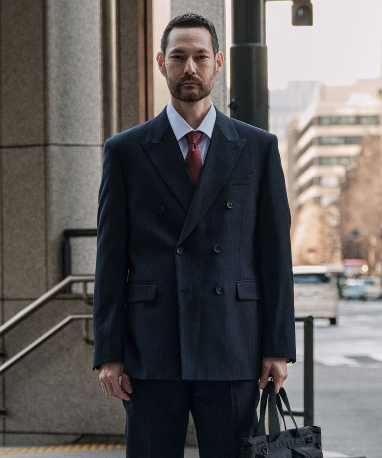 WOOL 50 투톤 컴포트 더블 수트 셋업 세트 네이비 (클래식핏)_SSJWA62SET