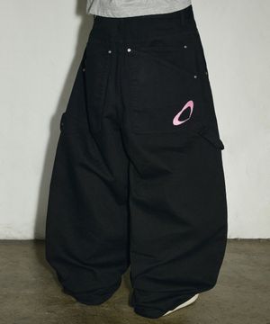 더블 백 포켓 파라슈트 카펜터 코튼 팬츠[블랙]