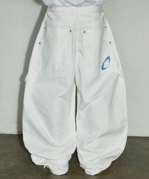 더블 백 포켓 파라슈트 카펜터 코튼 팬츠[화이트]