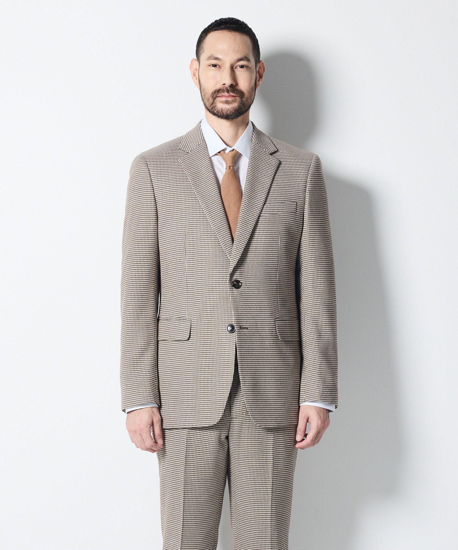 ベージュ スーツ チェック SUIT SELECT スーツセレクト Marzotto