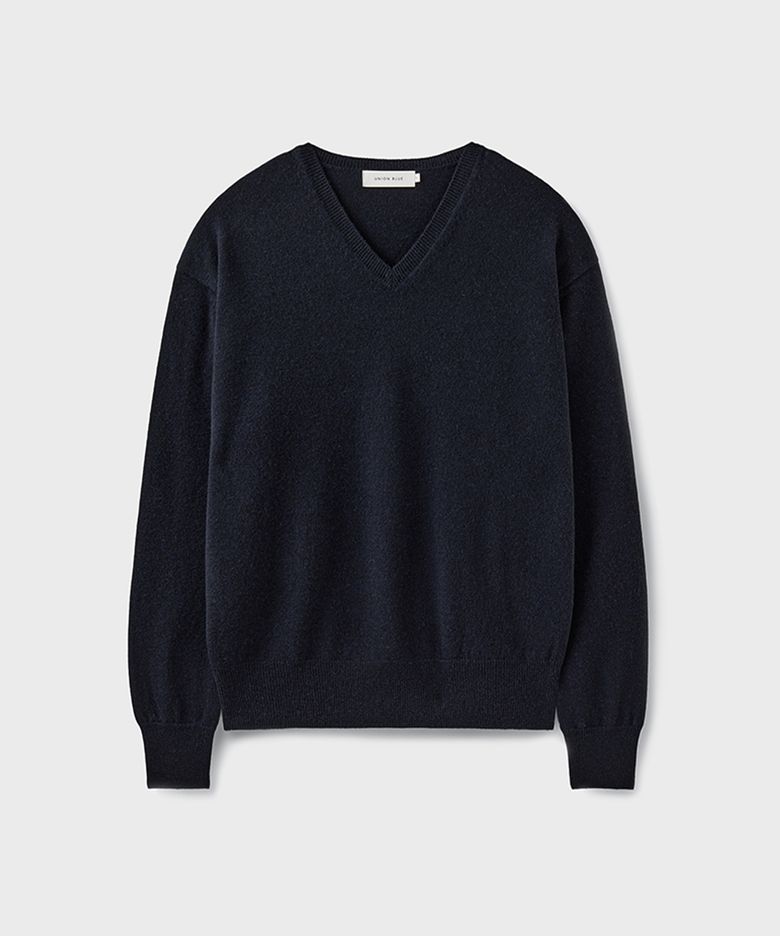 HARU CASHMERE WOOL V-NECK KNIT [DARK NAVY]