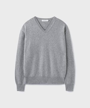 HARU CASHMERE WOOL V-NECK KNIT [MELANGE GRAY]
