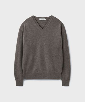 HARU CASHMERE WOOL V-NECK KNIT [MELANGE TAUPE]