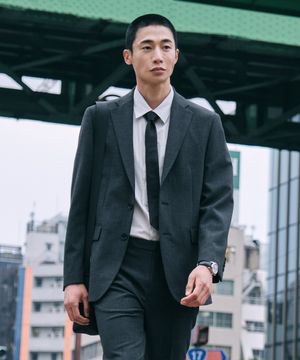 Tech-poly 사방스판 에센셜 셋업 세트_차콜 그레이 (릴렉스핏)_SEJVZ72SET