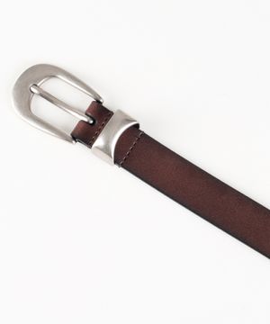 라운드 버클 웨스턴 레더 벨트 (소가죽/브라운)