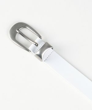 라운드 버클 웨스턴 레더 벨트 (소가죽/화이트)