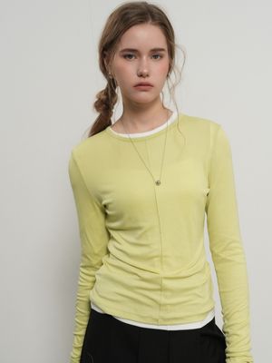 에어리 라운드넥 핀턱 티셔츠[LIGHT GREEN] / GF1LTS505