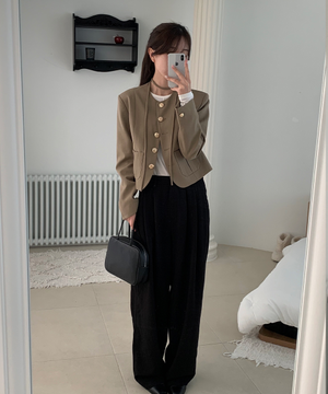 투턱 세미 와이드 슬랙스 [BLACK] / GF1LPT503