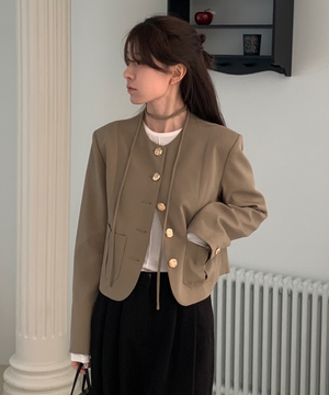 [알로하 PICK] 스트랩 노카라 자켓 [BEIGE] / GF1LJK504