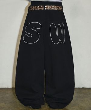 백 포켓 SW 스티치 코튼 팬츠[블랙]