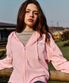 Hooded Knit Zip-Up Pink