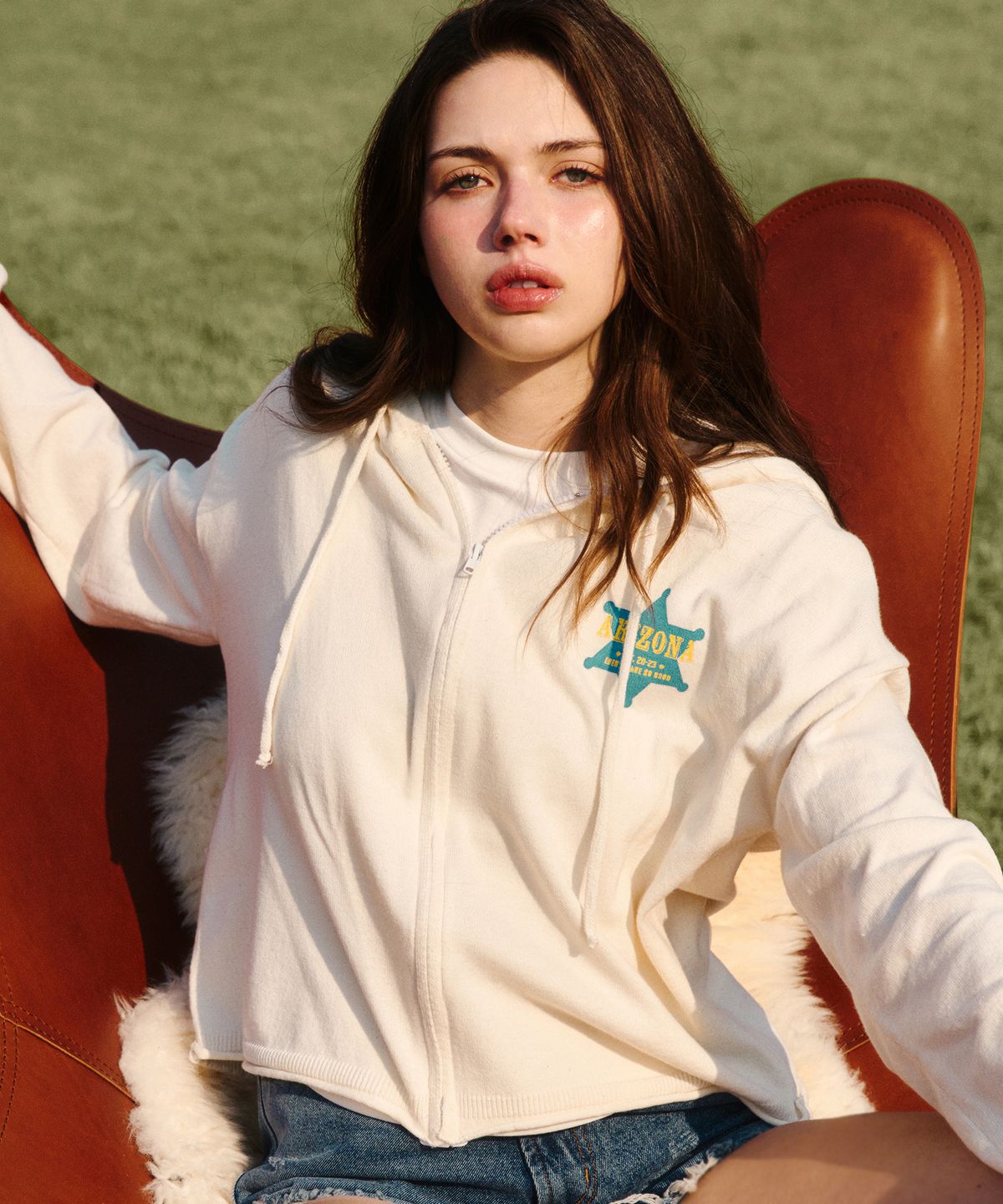 에르에르(ERER) Hooded Knit Zip-Up Ivory