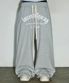 크롬 레터링 메가 커브드핏 스웨트 팬츠[그레이]