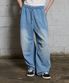 클로버 로고 아플리케 워싱 데님 스웨트팬츠 라이트블루