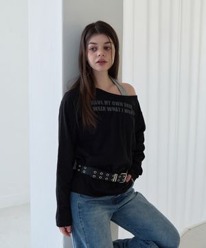 투웨이 오프 숄더 롱슬리브 (홀터넥 세트)(블랙)