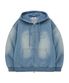클로버 로고 아플리케 워싱 데님 후드 집업 라이트블루