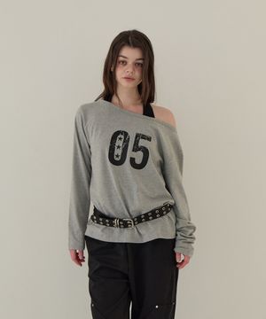 투웨이 오프 숄더 롱슬리브 (홀터넥 세트)(멜란지 그레이)