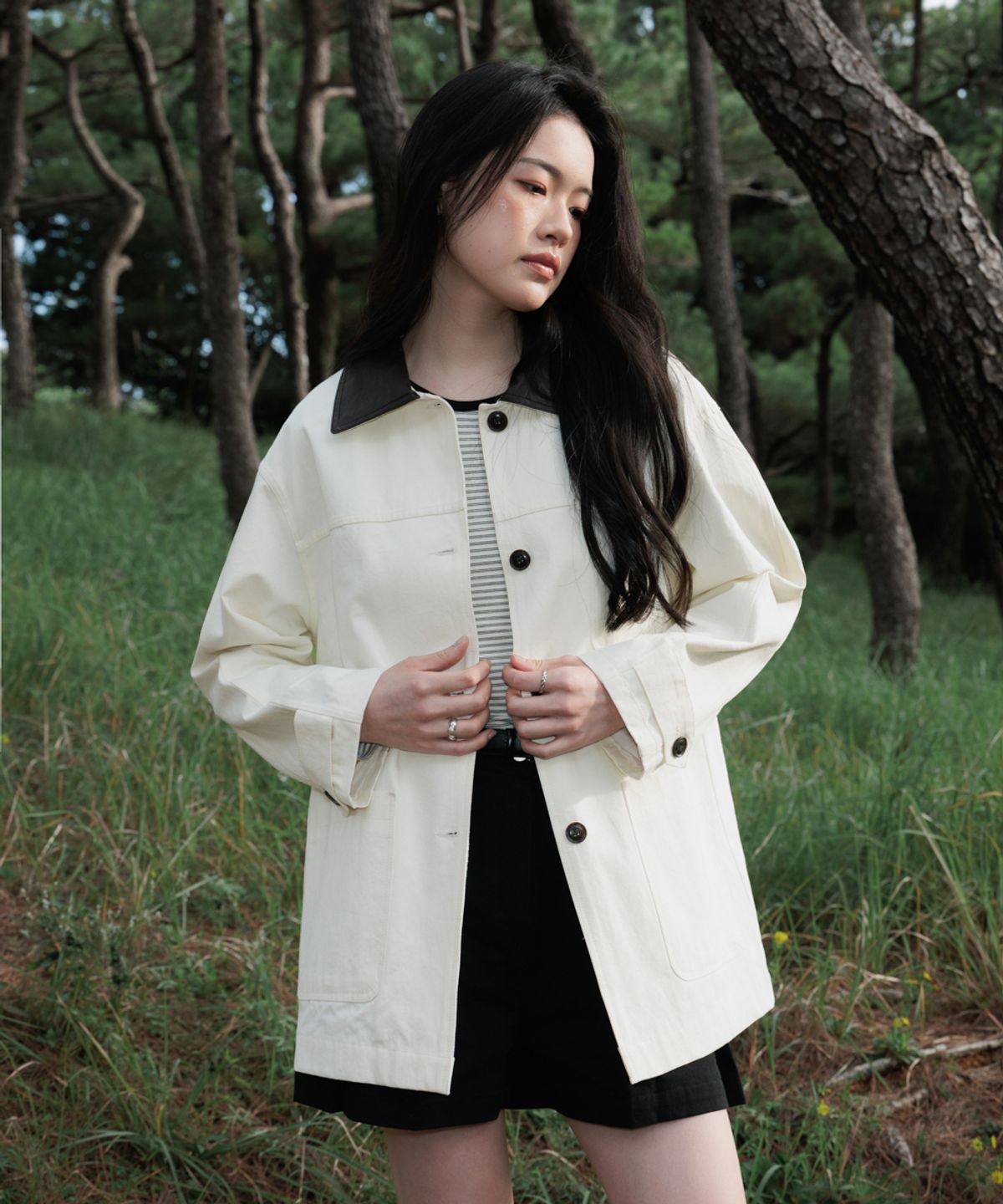 드헤베(DEHEVE) Collar Point Work Jacket [Ivory]