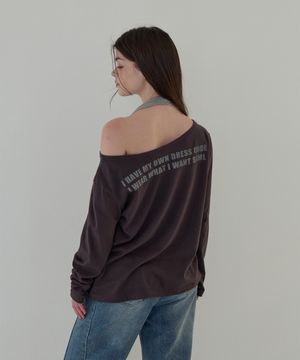 투웨이 오프 숄더 롱슬리브 (홀터넥 세트)(차콜)