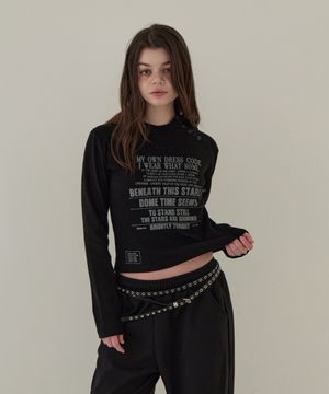 골지 후드 레터링 롱슬리브 (블랙)