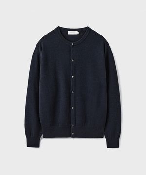 HARU CASHMERE WOOL CROP CARDIGAN [DARK NAVY]