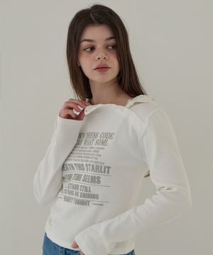 골지 후드 레터링 롱슬리브 (아이보리)